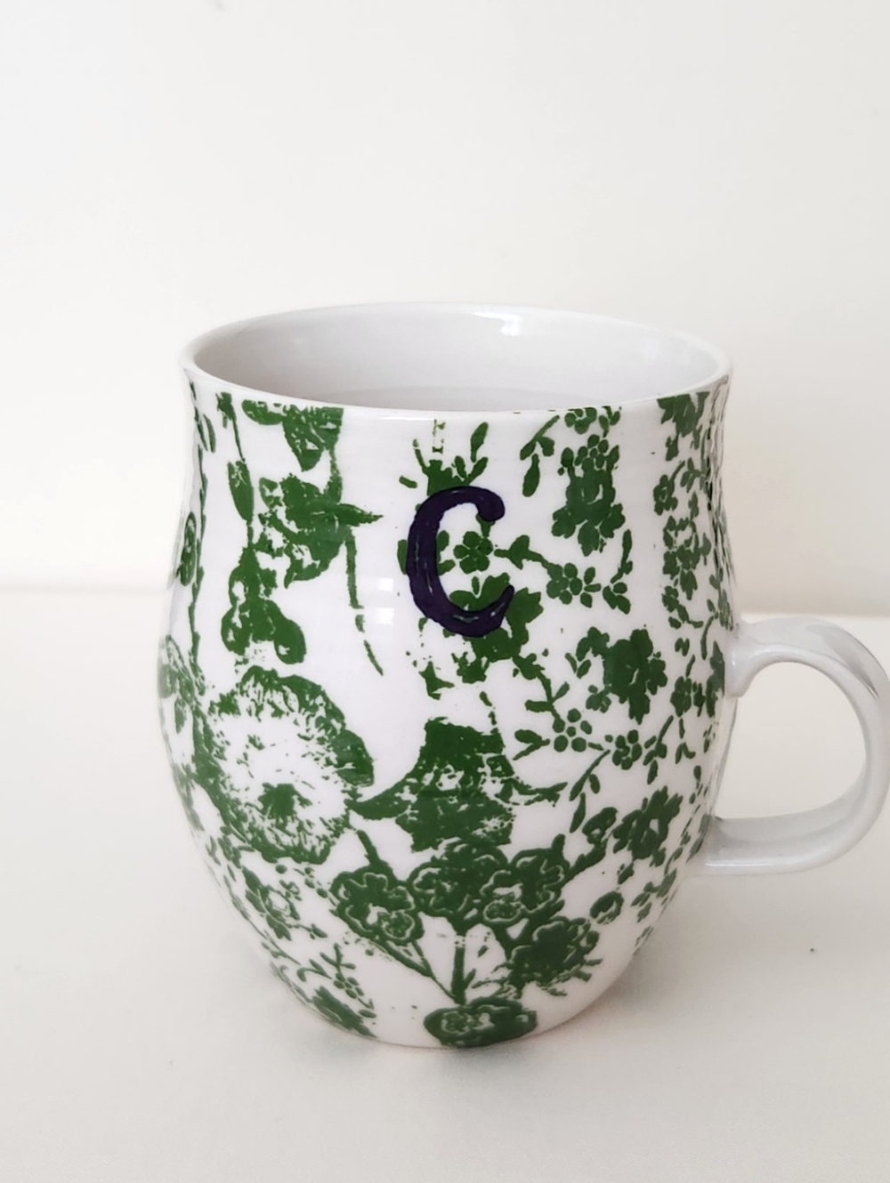 Anthropologie Homegrown Mug Letter “C” Monogram Initial Floral Cup